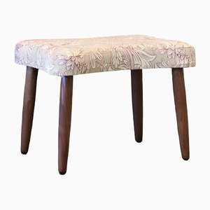 Danish Stool with Dog Bone-Shaped Seat with Chrysanthemum Toile Upholstery from William Morris & Co.-BPJ-1286525