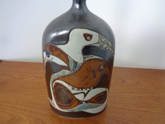 Danish Studio Ceramic Floor Lamp with Birds, 1960s-RDW-1309603