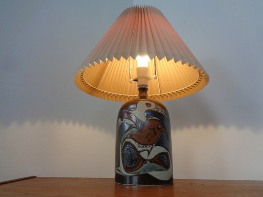 Danish Studio Ceramic Floor Lamp with Birds, 1960s-RDW-1309603