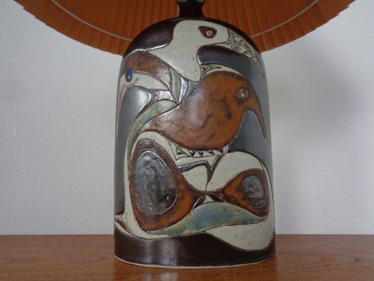 Danish Studio Ceramic Floor Lamp with Birds, 1960s-RDW-1309603