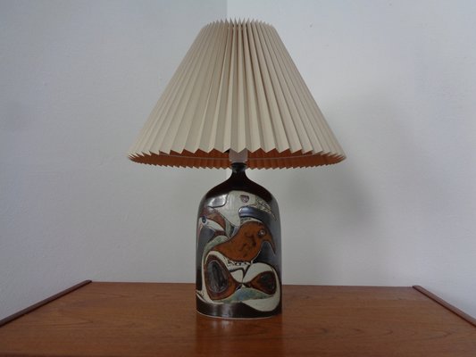 Danish Studio Ceramic Floor Lamp with Birds, 1960s-RDW-1309603