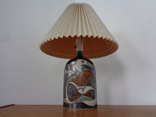 Danish Studio Ceramic Floor Lamp with Birds, 1960s-RDW-1309603