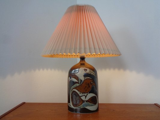 Danish Studio Ceramic Floor Lamp with Birds, 1960s-RDW-1309603