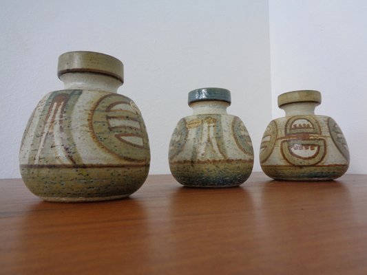 Danish Studio Ceramic Vases by Noomi Backhausen for Soholm Stentoj, 1970s, Set of 3-RDW-1396324