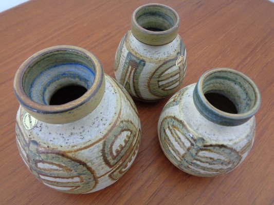 Danish Studio Ceramic Vases by Noomi Backhausen for Soholm Stentoj, 1970s, Set of 3-RDW-1396324