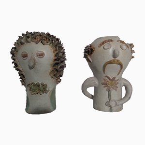 Danish Studio Ceramic Woman & Man Vases, 1960s, Set of 2-RDW-659596