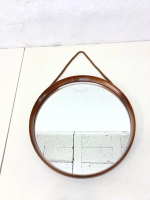 Danish Style Round Wall Mirror with Teak Frame, 1950s-AET-2034626