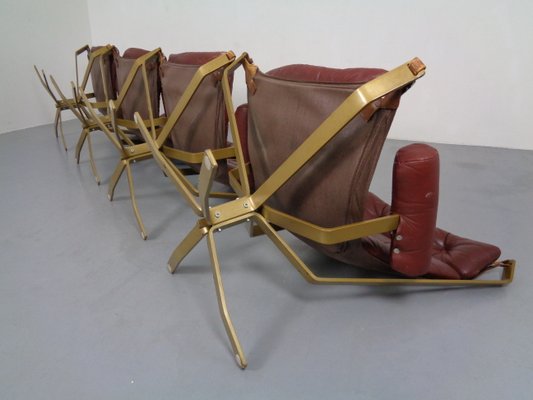 Danish Super Star Leather & Steel Chairs, 1970s, Set of 4-RDW-937633