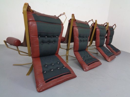 Danish Super Star Leather & Steel Chairs, 1970s, Set of 4-RDW-937633