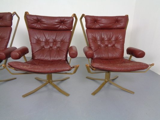 Danish Super Star Leather & Steel Chairs, 1970s, Set of 4-RDW-937633