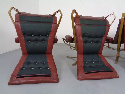 Danish Super Star Leather & Steel Chairs, 1970s, Set of 4-RDW-937633