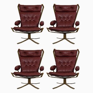 Danish Super Star Leather & Steel Chairs, 1970s, Set of 4-RDW-937633