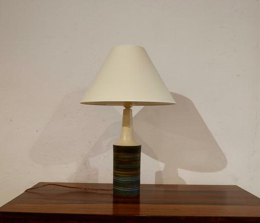 Danish Table Lamp and Vase in Ceramic and Glass from Okela, 1970s, Set of 2