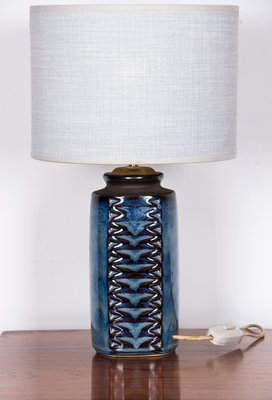 Danish Table Lamp in Blue Iridescent Enameled Ceramic Model 3346 by Einar Johannsen for Axel Nielsen, 1960s-EMB-2027111