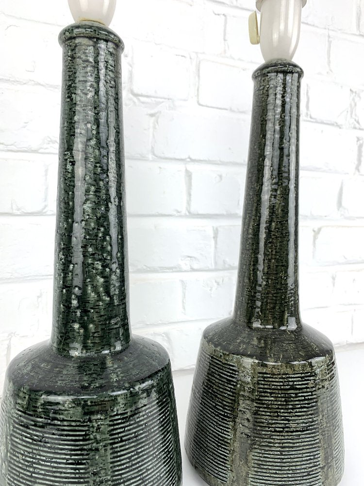 Danish Tall Ceramic Table Lamps by Esben Klint for Le Klint, 1960, Set of 2