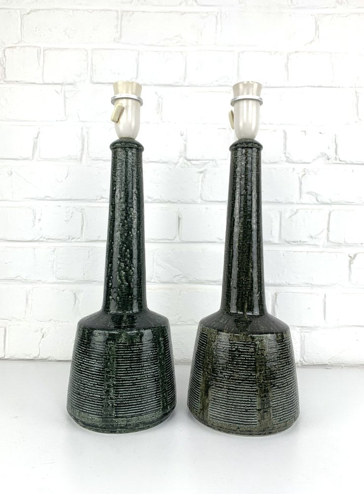 Danish Tall Ceramic Table Lamps by Esben Klint for Le Klint, 1960, Set of 2