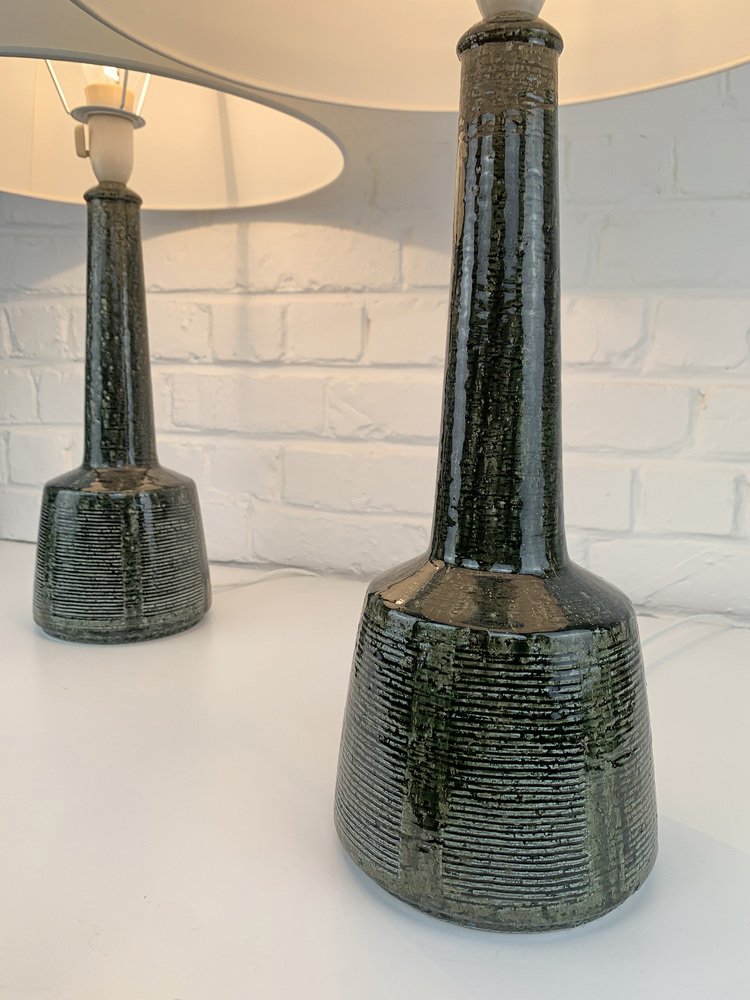 Danish Tall Ceramic Table Lamps by Esben Klint for Le Klint, 1960, Set of 2