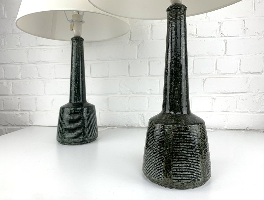 Danish Tall Ceramic Table Lamps by Esben Klint for Le Klint, 1960, Set of 2