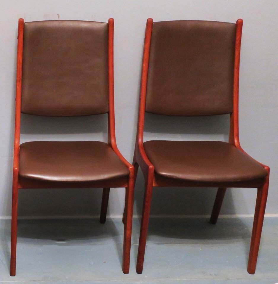 Danish Teak and Leather Dining Chairs from Ks Møbler, 1960s, Set of 2