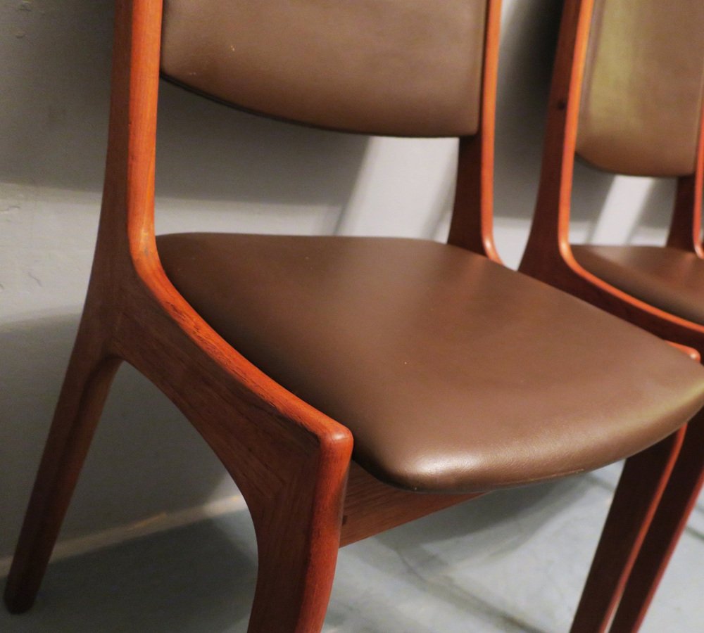 Danish Teak and Leather Dining Chairs from Ks Møbler, 1960s, Set of 2