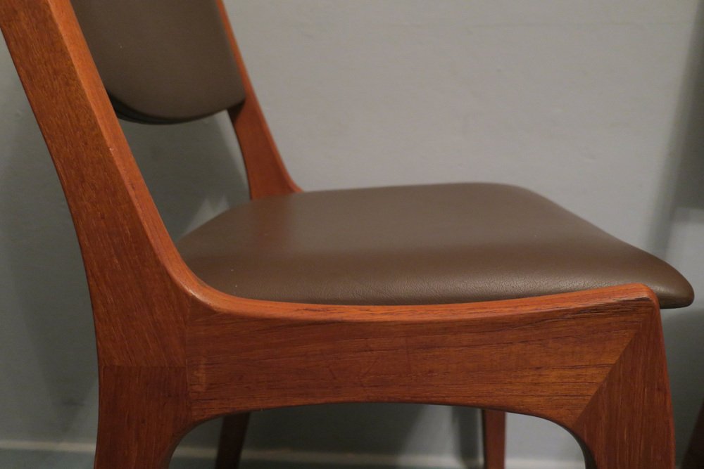 Danish Teak and Leather Dining Chairs from Ks Møbler, 1960s, Set of 2