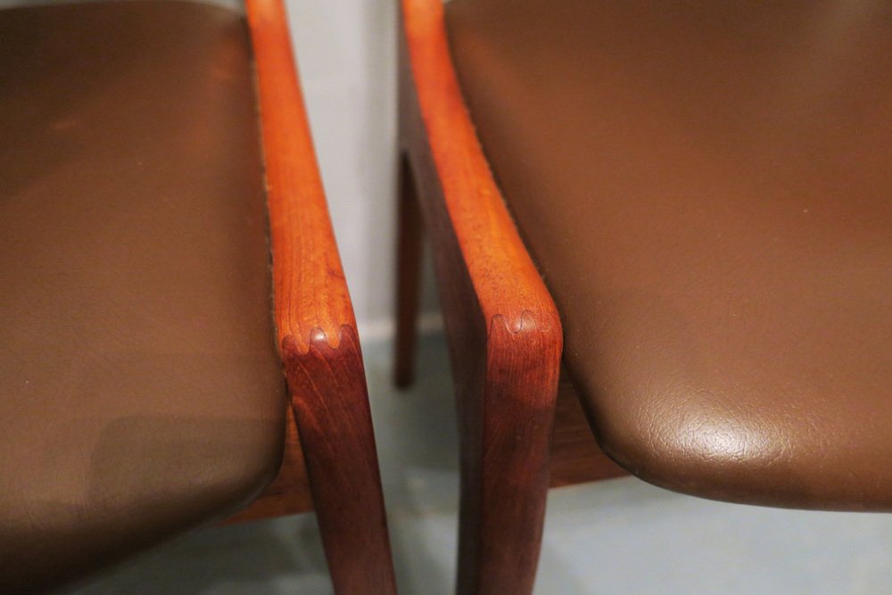 Danish Teak and Leather Dining Chairs from Ks Møbler, 1960s, Set of 2