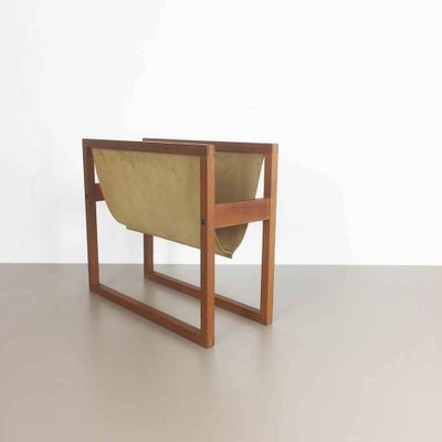 Danish Teak and Leather Magazine Rack, 1960s-QZ-1131335