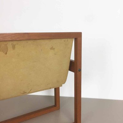 Danish Teak and Leather Magazine Rack, 1960s-QZ-1131335