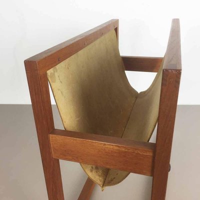 Danish Teak and Leather Magazine Rack, 1960s-QZ-1131335