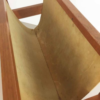 Danish Teak and Leather Magazine Rack, 1960s-QZ-1131335