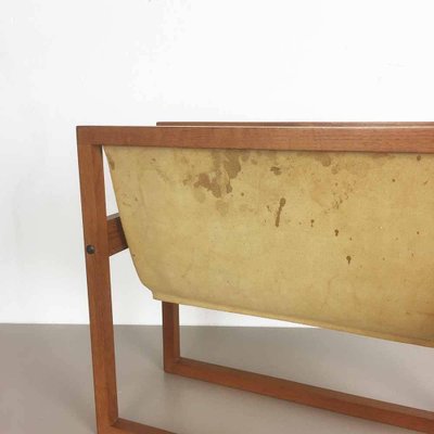 Danish Teak and Leather Magazine Rack, 1960s-QZ-1131335