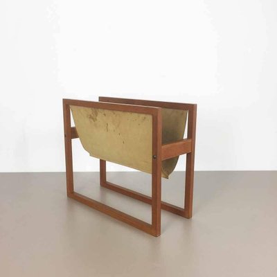 Danish Teak and Leather Magazine Rack, 1960s-QZ-1131335