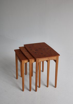 Danish Teak and Oak Nesting Tables by Svend Aage Madsen, 1950s, Set of 3-WRF-1321042