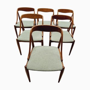 Danish Teak and Velvet No. 16 Dining Chairs attributed to Johannes Andersen, 1960s, Set of 6-SAK-1772388