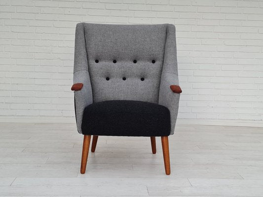 Danish Teak and Wool Armchair, 1970s-TMW-1417708