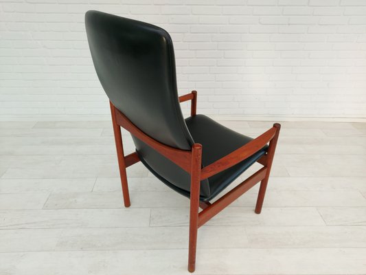 Danish Teak Armchair & Stool, 1960s, Set of 2-TMW-743680