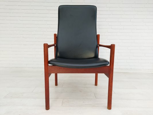 Danish Teak Armchair & Stool, 1960s, Set of 2-TMW-743680