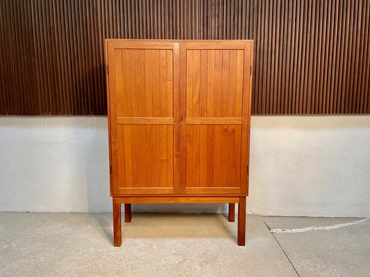 Danish Teak Bar Cabinet or Cupboard with Brass Details, 1960s-JP-1028531