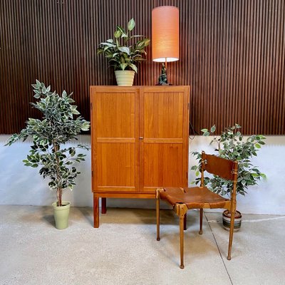 Danish Teak Bar Cabinet or Cupboard with Brass Details, 1960s-JP-1028531