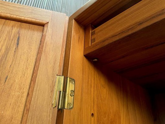 Danish Teak Bar Cabinet or Cupboard with Brass Details, 1960s-JP-1028531