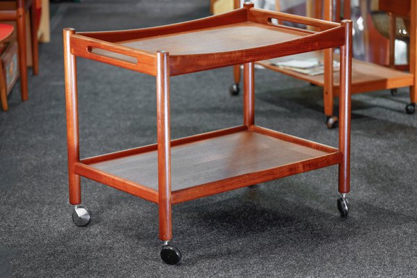 Danish Teak Bar Cart or Serving Trolley by Hans J. Wegner for Andreas Tuck, 1960s-QBR-1089953