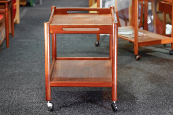 Danish Teak Bar Cart or Serving Trolley by Hans J. Wegner for Andreas Tuck, 1960s-QBR-1089953