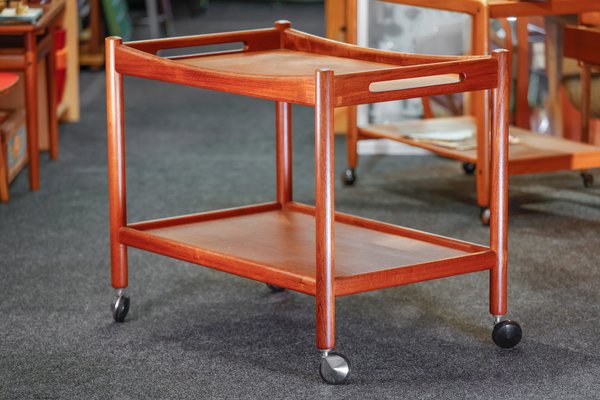 Danish Teak Bar Cart or Serving Trolley by Hans J. Wegner for Andreas Tuck, 1960s-QBR-1089953