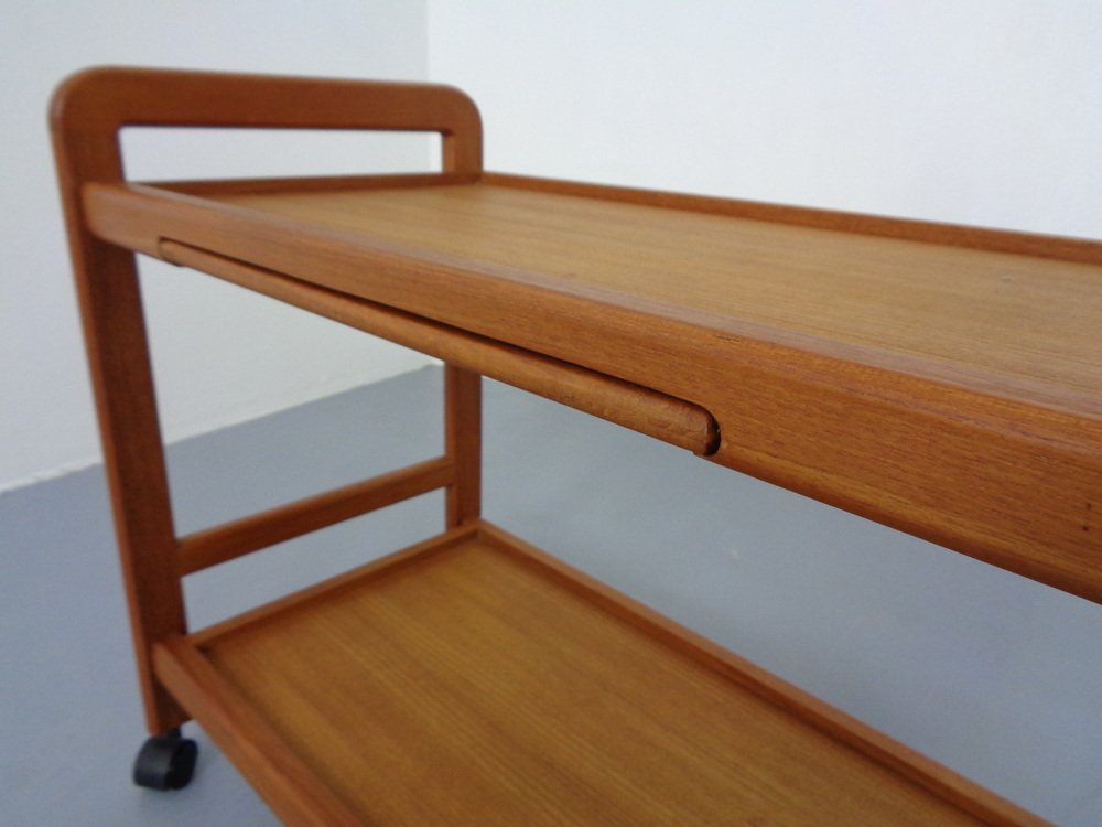 Danish Teak Bar Cart with Removable Tray, 1960s