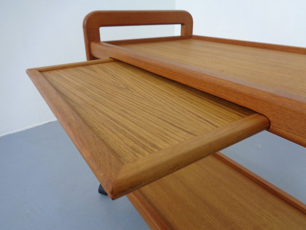 Danish Teak Bar Cart with Removable Tray, 1960s