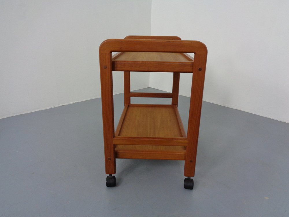 Danish Teak Bar Cart with Removable Tray, 1960s