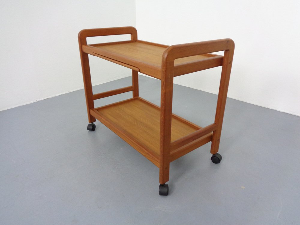 Danish Teak Bar Cart with Removable Tray, 1960s