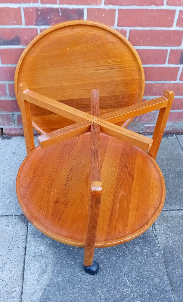 Danish Teak Bar Cart with Removable Tray, 1960s