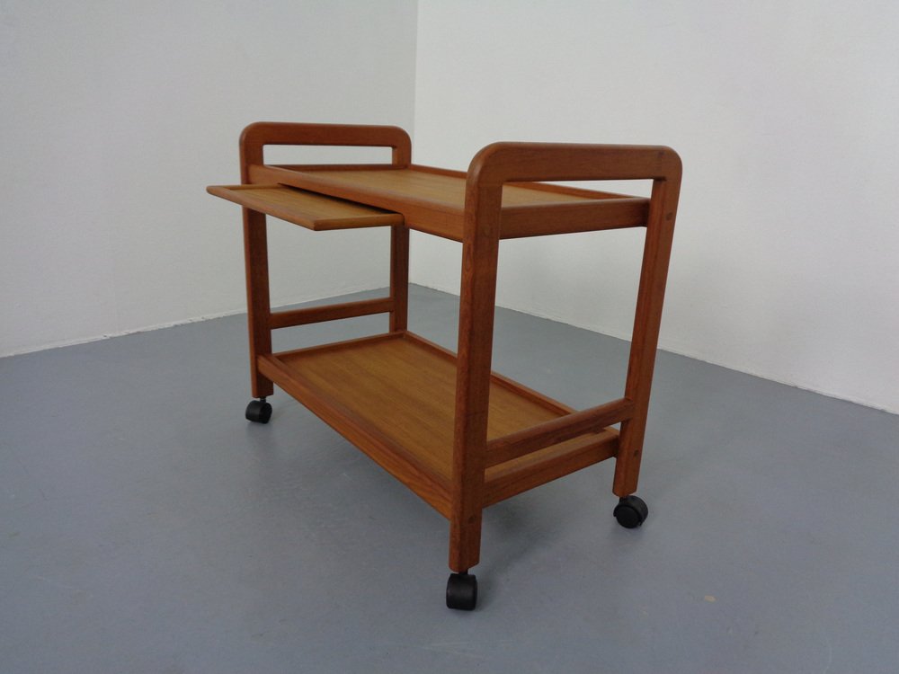 Danish Teak Bar Cart with Removable Tray, 1960s