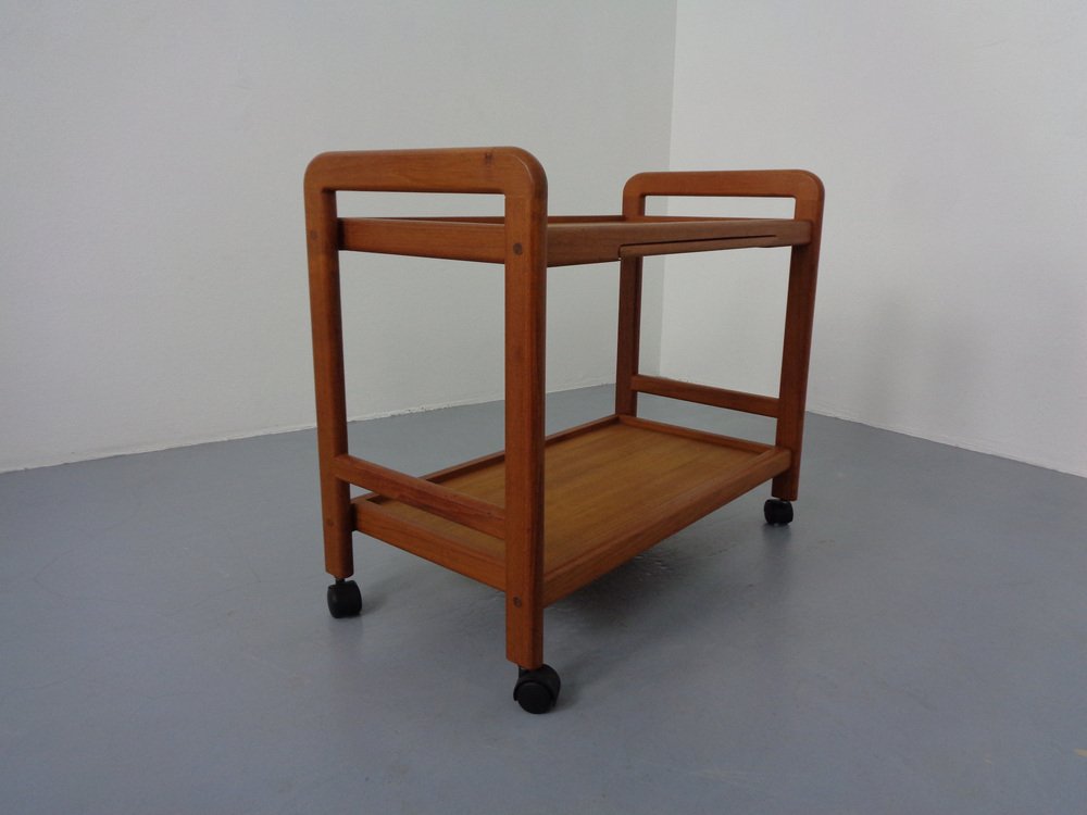 Danish Teak Bar Cart with Removable Tray, 1960s